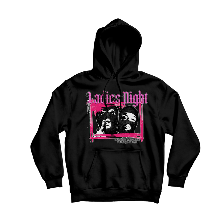 LADIES NIGHT GLITTER TSHIRT HOODIE BLACK cuhmunity